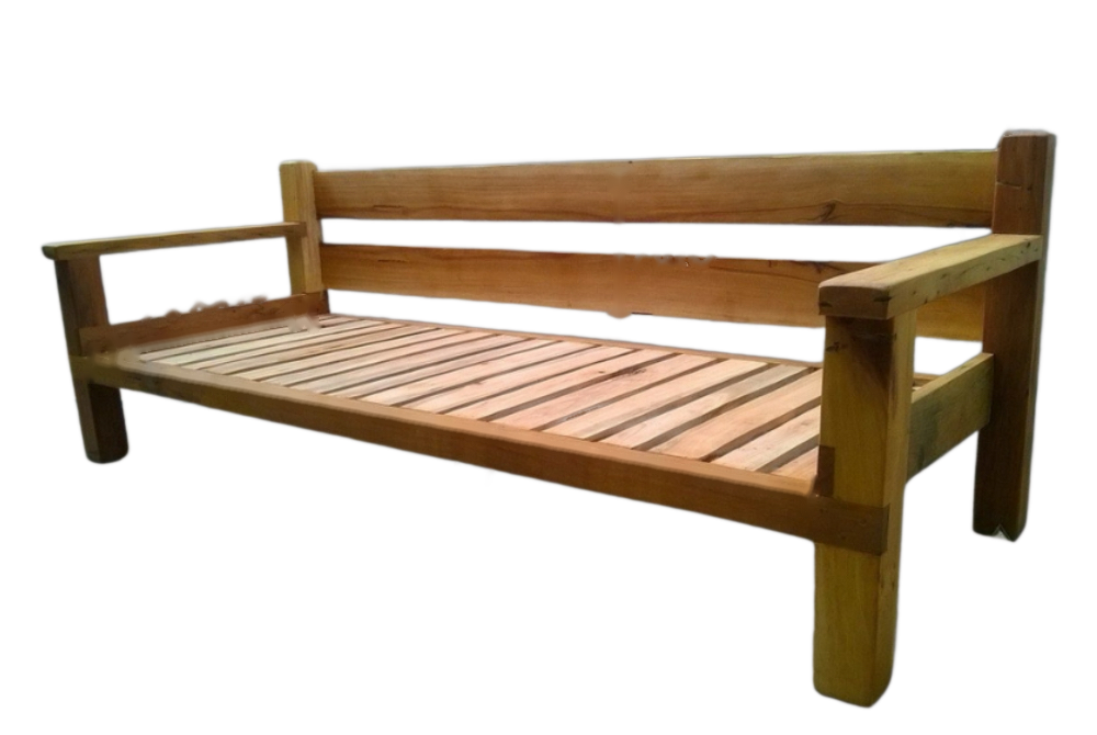 Sillón exterior con las medidas a tomar: largo interno, ancho, alto y largo interno de los respaldos